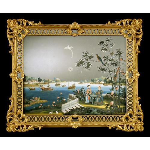 A GEORGE III CHINESE EXPORT MIRROR PAINTING

